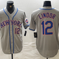 New York Mets #12 Francisco Lindor Number Grey Stitched Cool Base Baseball Jerseys