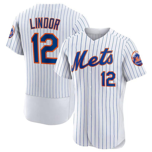 New York Mets #12 Francisco Lindor White Home Authentic Player Jersey Baseball Jerseys