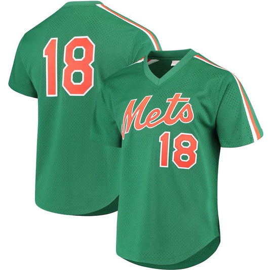 New York Mets #18 Darryl Strawberry Green Mitchell & Ness Cooperstown Mesh Batting Practice Jersey Baseball Jerseys