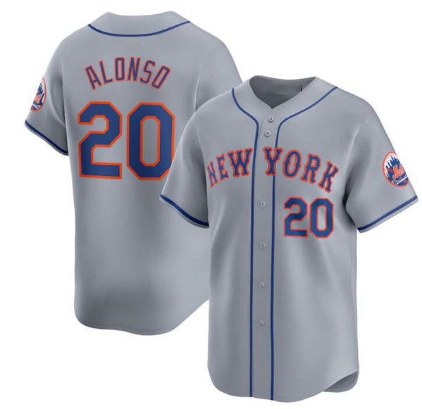 New York Mets #20 Pete Alonso 2024 Gray Away Limited Stitched Baseball Jersey