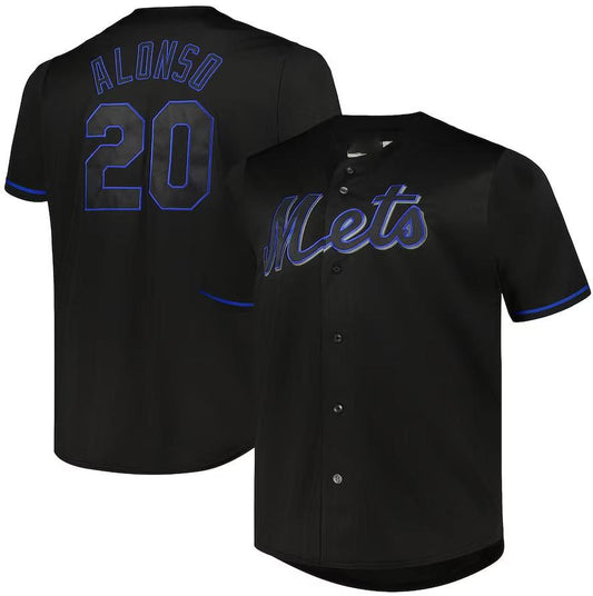 New York Mets #20 Pete Alonso Black Big & Tall Pop Fashion Jersey Baseball Jerseys