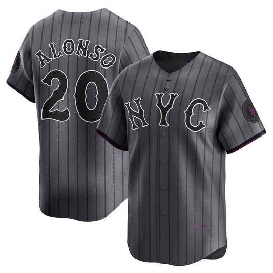 New York Mets #20 Pete Alonso Graphite 2024 City Connect Limited Player Jersey Stitched Baseball Jersey