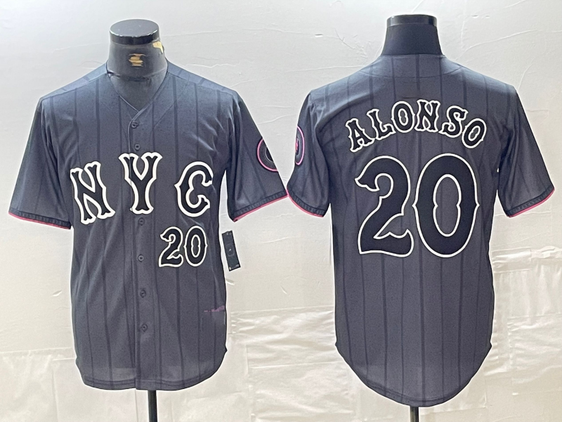 New York Mets #20 Pete Alonso Number Grey 2024 City Connect Cool Base Stitched Baseball Jersey