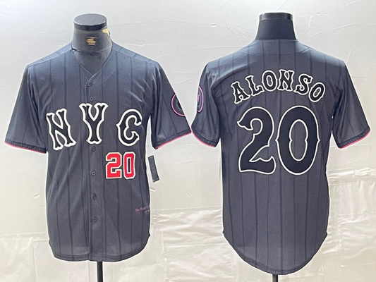 New York Mets #20 Pete Alonso Number Grey 2024 City Connect Cool Base Stitched Baseball Jersey