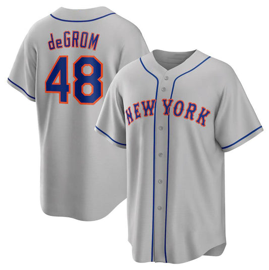 New York Mets #48 Jacob deGrom Gray Road Replica Player Name Jersey Baseball Jerseys