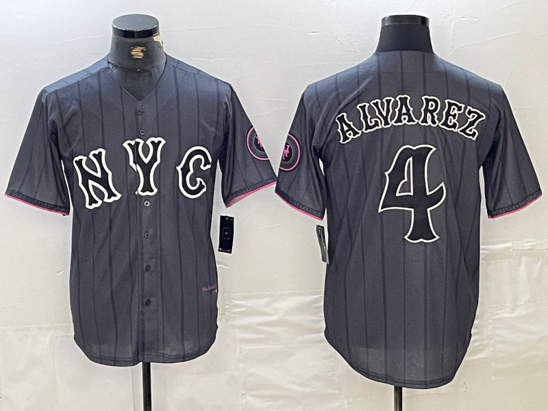 New York Mets #4 Francisco Alvarez Gray 2024 City Connect Cool Base Stitched Baseball Jersey