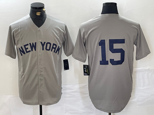 New York Yankees #15 Thurman Munson Grey Stitched Cool Base Baseball Jersey