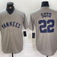 New York Yankees #22 Juan Soto Name Grey Stitched Throwback Baseball Jersey