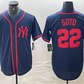 New York Yankees #22 Juan Soto Navy Red Fashion Cool Base Baseball Jersey