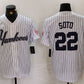 New York Yankees #22 Juan Soto White Pinstripe Fashion Cool Base Baseball Jerseys