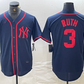 New York Yankees #3 Babe Ruth Navy Red Fashion Cool Base Baseball Jersey