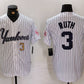 New York Yankees #3 Babe Ruth White Pinstripe Fashion Cool Base Baseball Jerseys