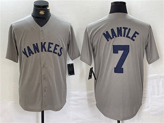 New York Yankees #7 Mickey Mantle Gray Cool Base Stitched Baseball Jersey