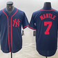 New York Yankees #7 Mickey Mantle Navy Red Fashion Cool Base Baseball Jersey