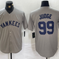 New York Yankees #99 Aaron Judge Name Grey Stitched Throwback Baseball Jersey