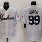 New York Yankees #99 Aaron Judge White Pinstripe Fashion Cool Base Baseball Jerseys