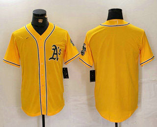 Oakland Athletics Blank Yellow Cool Base Stitched Baseball Jersey
