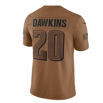 P.Eagles #20 Brian Dawkins Brown 2023 Salute To Service Retired Player Limited Jersey Stitched American Football Jerseys