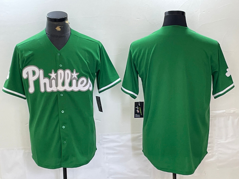 Philadelphia Phillies Blank Green Celtic Stitched Cool Base Baseball Jersey
