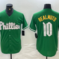 Philadelphia Phillies #10 JT Realmuto Kelly Green Cool Base Jersey Baseball Jerseys