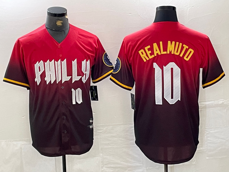 Philadelphia Phillies #10 JT Realmuto Red 2024 City Player Number Cool Base Baseball Jersey