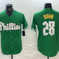 Philadelphia Phillies #28 Alec Bohm Kelly Green Cool Base Jersey Baseball Jerseys