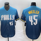 Philadelphia Phillies #45 Zack Wheeler Blue 2024 City Player Number Cool Base Stitched  Baseball Jersey