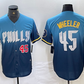Philadelphia Phillies #45 Zack Wheeler Blue 2024 City Player Number Cool Base Stitched  Baseball Jersey
