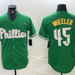 Philadelphia Phillies #45 Zack Wheeler Kelly Green Cool Base Jersey Baseball Jerseys
