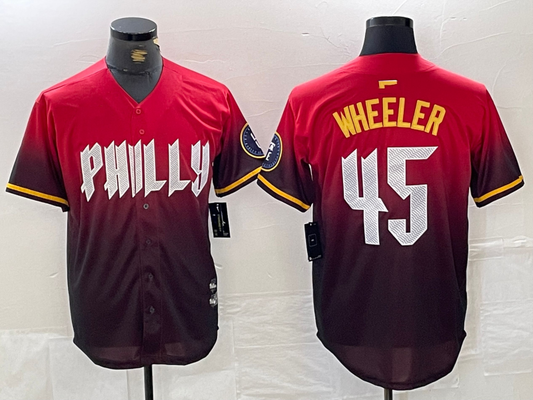 Philadelphia Phillies #45 Zack Wheeler Red 2024 City Cool Base Baseball Jersey