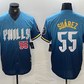 Philadelphia Phillies #55 Ranger Suarez Blue 2024 City Player Number Cool Base Baseball Jersey