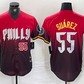 Philadelphia Phillies #55 Ranger Suarez Red 2024 City Player Number Cool Base Baseball Jersey