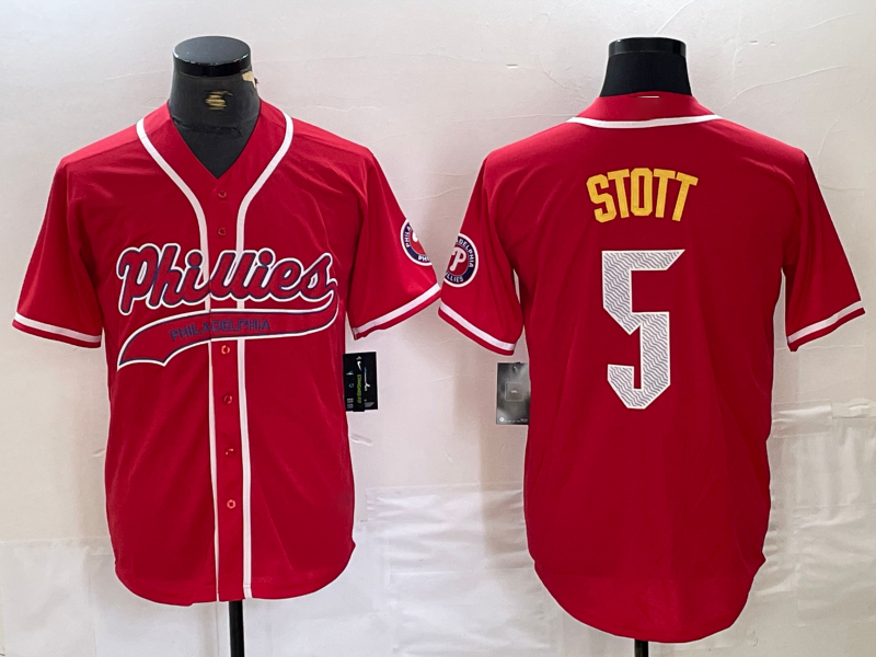 Philadelphia Phillies #5 Bryson Stott Red Cool Base Stitched Baseball Jersey