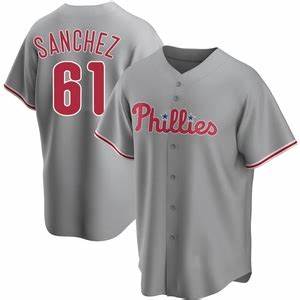 Philadelphia Phillies #61 Cristopher Sanchez Gray Cool Base Stitched Baseball Jerseys
