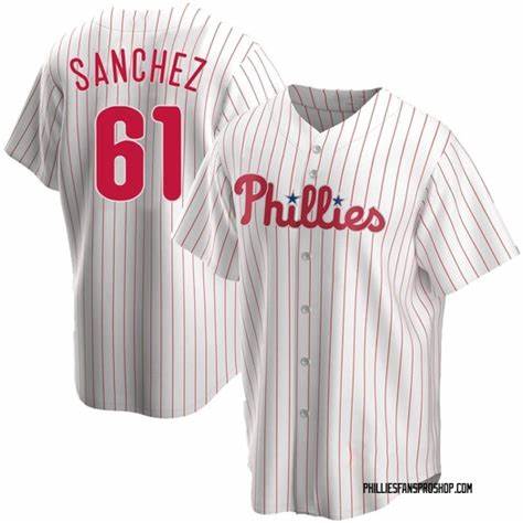 Philadelphia Phillies #61 Cristopher Sanchez White Cool Base Stitched Baseball Jersey