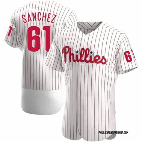 Philadelphia Phillies #61 Cristopher Sanchez White Flex Base Stitched Baseball Jersey