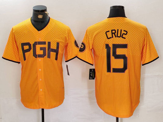 Pittsburgh Pirates #15 Oneil Cruz Yellow 2023 City Connect Stitched Baseball Jersey