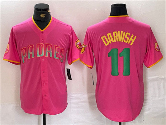 San Diego Padres #11 Yu Darvish Pink Cool Base Stitched Baseball Jersey