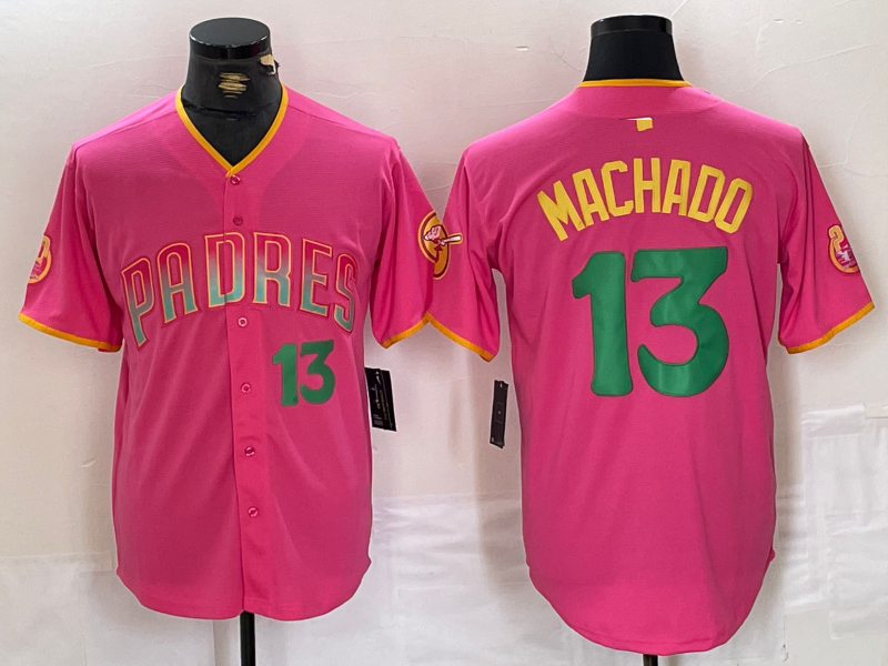 San Diego Padres #13 Manny Machado Pink Cool Base Stitched Baseball Jerseys