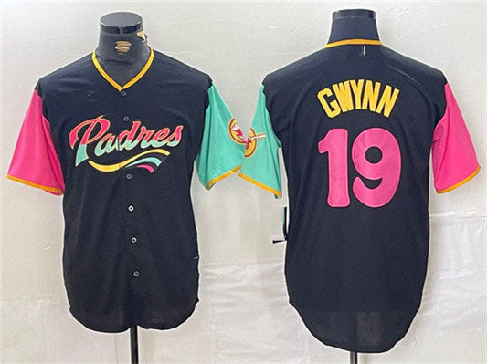San Diego Padres #19 Tony Gwynn Black City Connect Cool Base Stitched Baseball Jersey