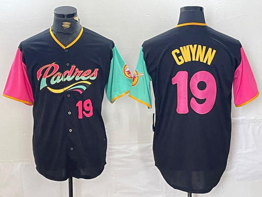 San Diego Padres #19 Tony Gwynn Black City Connect Cool Base Stitched Baseball Jerseys