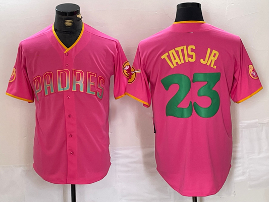 San Diego Padres #23 Fernando Tatis Jr. Pink Cool Base Stitched Baseball Jersey