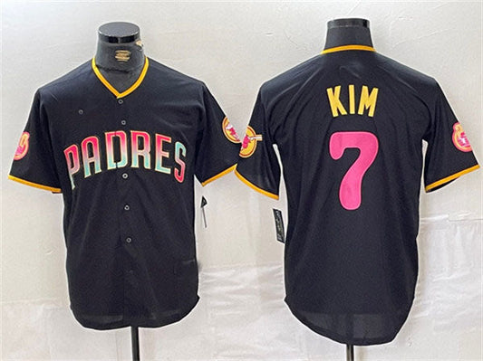 San Diego Padres #7 Ha-Seong Kim Black Cool Base Stitched Baseball Jersey