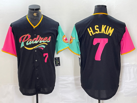 San Diego Padres #7 Ha Seong Kim Number Black NEW 2023 City Connect Cool Base Stitched Baseball Jersey