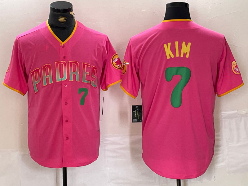 San Diego Padres #7 Ha Seong Kim Pink Player Number Fashion Baseball Jersey