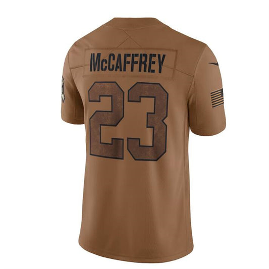 SF.49ers #23 Christian McCaffrey Brown 2023 Salute To Service Limited Jersey Stitched American Football Jerseys