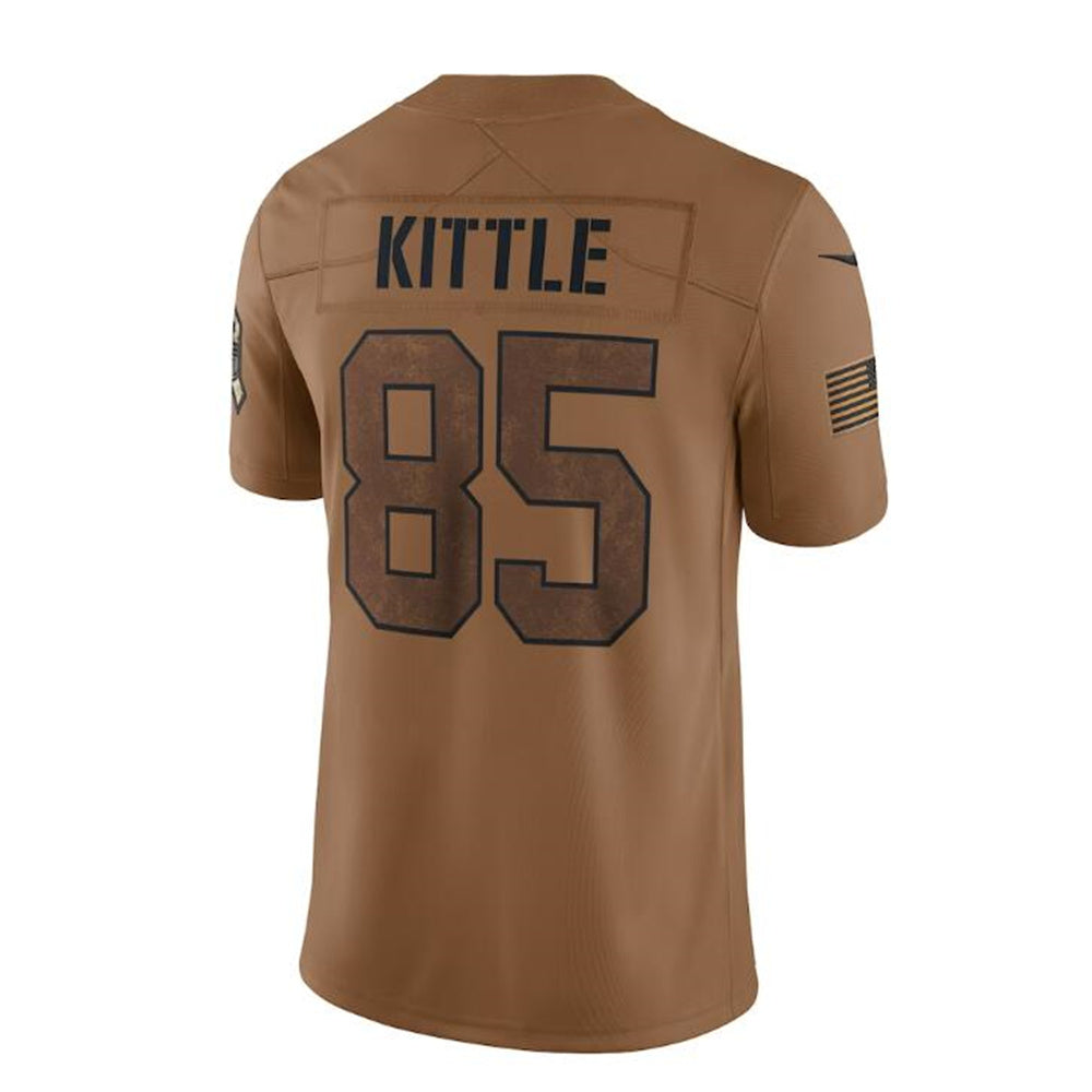 SF.49ers #85 George Kittle Brown 2023 Salute To Service Limited Jersey Stitched American Football Jerseys