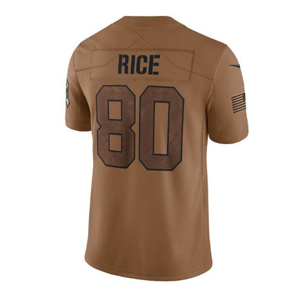 SF.49ers #80 Jerry Rice Brown 2023 Salute To Service Retired Player Limited Jersey Stitched American Football Jerseys