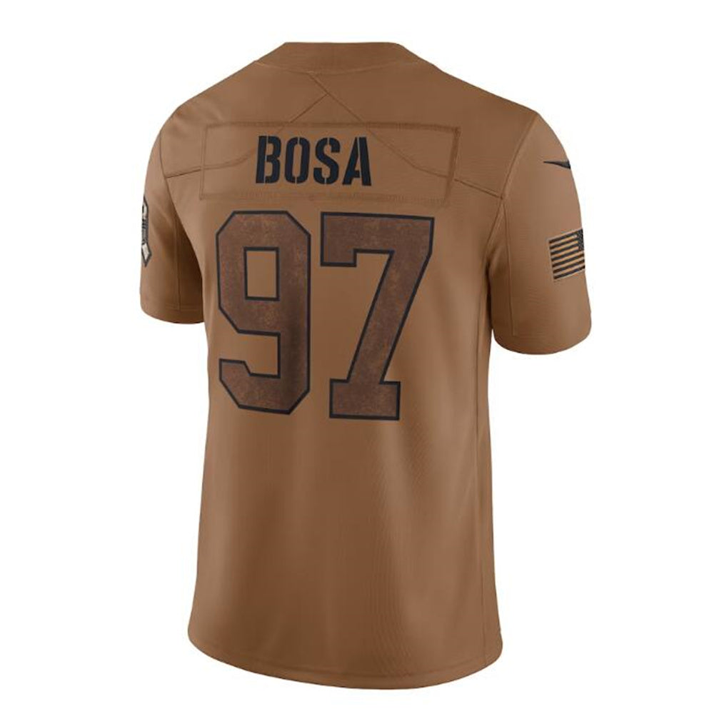 SF.49ers #97 Nick Bosa Brown 2023 Salute To Service Limited Jersey Stitched American Football Jerseys