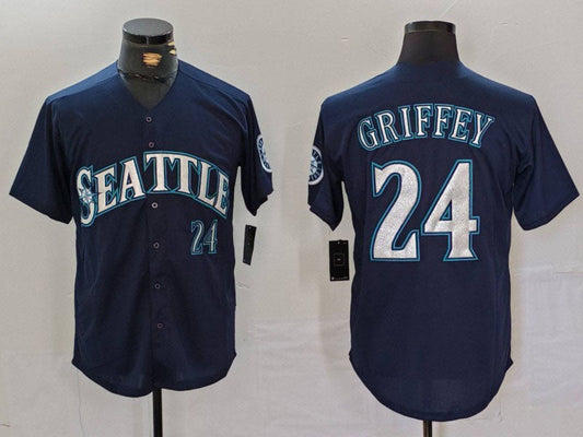 Seattle Mariners #24 Ken Griffey Jr Navy Cool Base Stitched Baseball Jersey